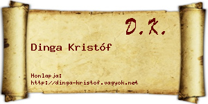 Dinga Kristóf névjegykártya